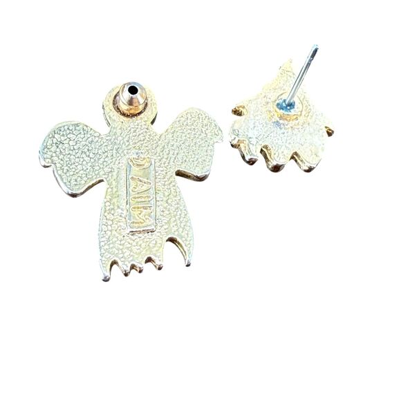 Halloween Witch Earrings Enamel Gold Tone Black Dangle Drop Spooky Festive EUC - Picture 7 of 13